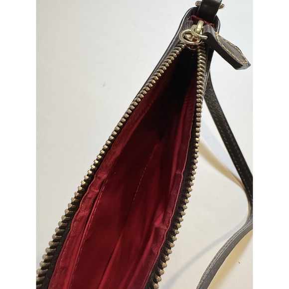 Dooney & Bourke Y2K Croc Embossed Leather Wristlet Cognac Duck Logo Zip Bag - Picture 10 of 13